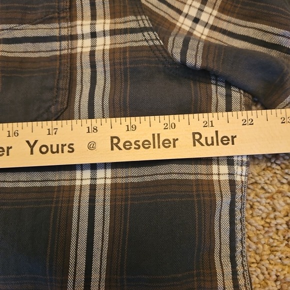 North Face Shirt Mens Large Green Check Long Sleeve Hiking Pockets Button Up - Picture 6 of 9